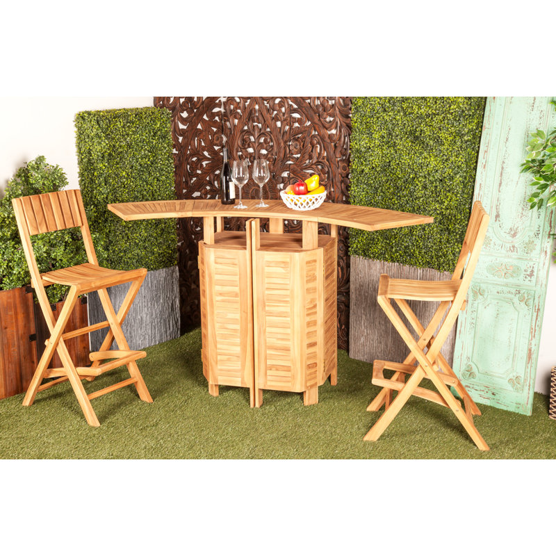 Kezia Rectangular Teak Outdoor Folding Bar Table